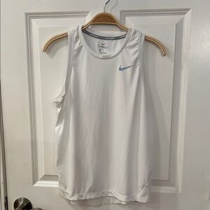 Nike White Sleeveless Top with silver Swoosh